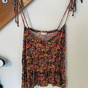 SO Women's Floral Camisole - Black and Pink